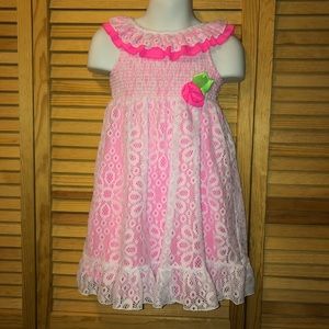 White & Hot Pink Lace Sundress